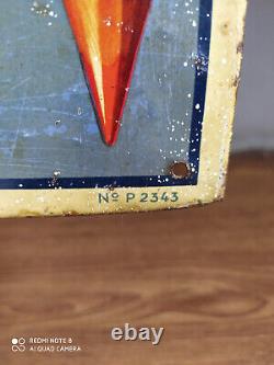 Rare vintage J. S. STAEDTLER CAMEL Red & blue pencil tin sign made in Bavaria