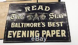 Read the Star Baltimore's Best evening paper embossed tin sign newspaper vintage