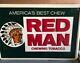 Red Man Chewing Tobacco Tin Sign Vintage 60-70s Tobacco Advertisement