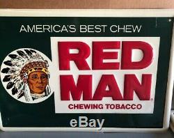 Red Man Chewing Tobacco Tin sign Vintage 60-70s Tobacco Advertisement