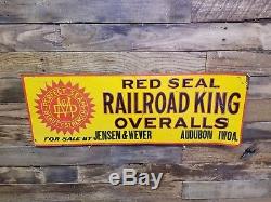 Red Seal Railroad King Overalls Tin Sign Vintage collectable general store