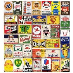 Reproduced Vintage Tin Sign Pack, Gas Oil Retro Advert Antique Metal Signs fo