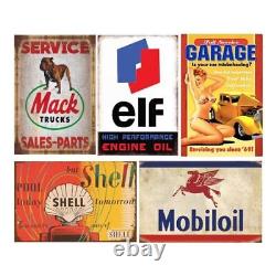 Reproduced Vintage Tin Sign Pack, Gas Oil Retro Advert Antique Metal Signs fo