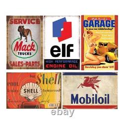 Reproduced Vintage Tin Sign Pack, Gas Oil Retro Advert Antique Metal Signs fo