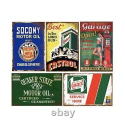 Reproduced Vintage Tin Signs, Gas Oil Retro Advert Metal Sign for Garage Man
