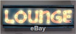 Retro LOUNGE Lighted Sign Metal Tin Wall Mount 1950's Vintage Sty