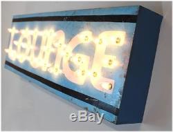 Retro LOUNGE Lighted Sign Metal Tin Wall Mount 1950's Vintage Sty