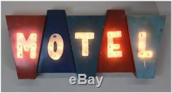 Retro MOTEL Lighted Sign Metal Tin Wall Mounted w 1950's Feel Vintage Style RT66