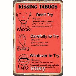 Retro Metal Tin Sign Kissing Taboo Rustic Wall Decor Metal Wall Plate Vintage