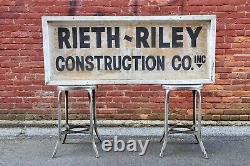 Rieth Riley Construction Co. Indiana Old Wood Frame Tin Sign vintage industrial