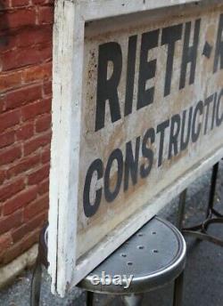 Rieth Riley Construction Co. Indiana Old Wood Frame Tin Sign vintage industrial