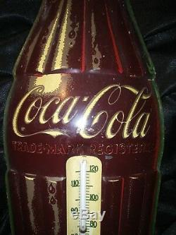 Robertson Antique Collectible Coca Cola Thermometer Vintage Tin Coke Sign Works