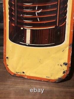 SCARCE Vintage 1930s Orange Crush Soda Tin Metal Vertical Sign Advertising