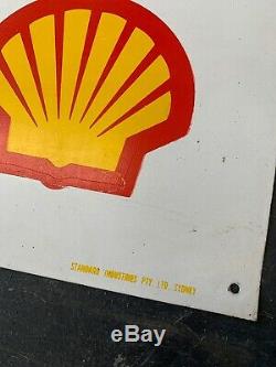 SHELL MOTOR OIL Vintage Screen Printed Tin Sign STANDARD INDUSTRIES AUSTRALIA
