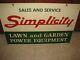 Simplicity Vintage Dealer Sign Heavy Tin Large Hanging Nice Double Sided