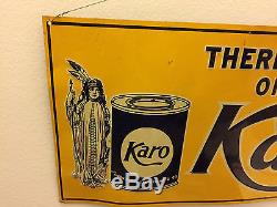 Spectacular Original Old Vintage Antique Indian Maiden Karo Syrup Tin Sign
