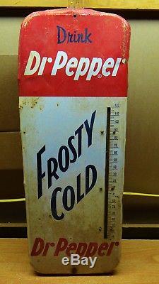 Scarce 1955 Vintage Large Dr Pepper Soda Pop Tin Metal Sign Thermometer