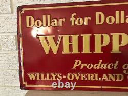 Scarce Vintage 1926 Whippet by Willys-Overland Advertising embossed Tin Sign DL