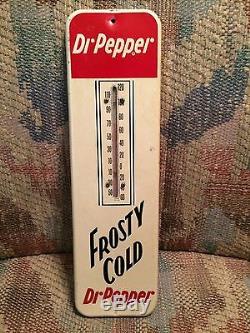 Scarce Vintage Antique Dr. Pepper Tin Metal Non Porcelain Thermometer Soda Sign