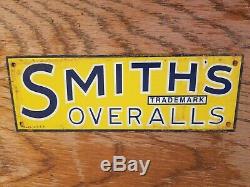 Smiths Overalls Tin Sign General Store Clothing Vintage Original Old Farm Jeans