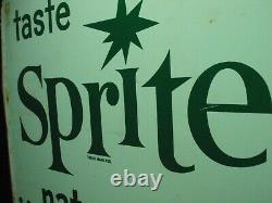 Sprite Naturally Tart Embossed Tin Soda Cola Vintage 1965 Sign 27 1/4 x 31
