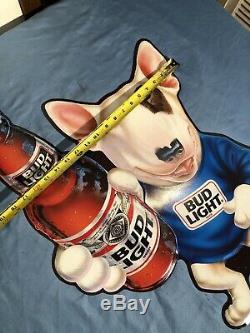 Spuds mackenzie metal sign Embossed Vtg Beer Tin Budweiser Busch Dog Bud 26