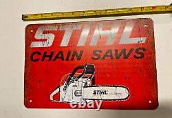 Stihl Chain Saws Tin Sign Logo Chainsaws Metal Shop Art Garage Man Cave Vintage