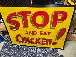 Stop and Eat Chicken Rare Original Tin Restaraunt/Diner Sign