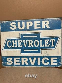Super Chevy Service TIN SIGN metal vintage rustic Chevrolet Discontinued