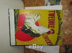 Super nice Tweedle Chicks double sided Crow about Vintage Tin Advertising Sign