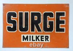 Surge Milker Sign Vintage Metal Dairy Farm Milk Tin Orange