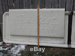 TWO PART LARGE VINTAGE SEALTEST ICE CREAM SIGN EMBOSSED TIN SEAL TEST MILK DAIRY