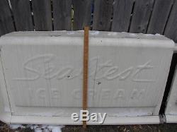 TWO PART LARGE VINTAGE SEALTEST ICE CREAM SIGN EMBOSSED TIN SEAL TEST MILK DAIRY