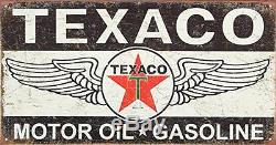 Texaco Winged Logo Distressed Retro Vintage Tin Sign 16 x 9in, New