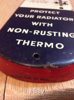 Thermo Anti-Freeze Thermometer Original Vintage Rare Collectible Tin Sign