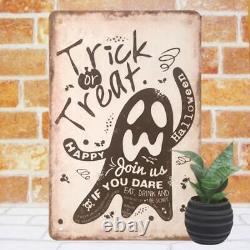 Tin Sign Metal Sign New Halloween Decoration Ghost Zombie 7.8x11.8 Black/White