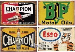 Tin Signs 35 Pieces Reproduced Vintage, Gas Oil Retro Advert Antique Metal Signs