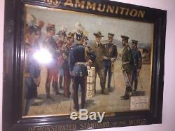 US ammunition cartridge 1900s self framed tin advertising metal Sign military