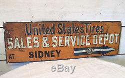 United States Tires Vintage Tin Tacker Sign Sidney Sales Service Advertising
