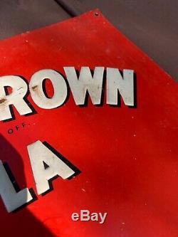 Unusual 1940s Vintage ROYAL CROWN COLA BEST BY TEST TASTE Old Embossed Tin Sign
