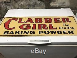 VINTAGE 1920'S CLABBER GIRL HEALTHY BAKING POWDER 2 Sided TIN SIGN (A. C. CO. 71-A)