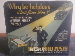 VINTAGE 1930s-40s BUSS Automotive Fuse Tin Litho Counter Display