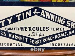 VINTAGE 1930s CITY TIN & AWNING METAL SIGN (10x 5) NEAR MINT, HARD TO FIND