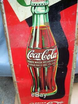 VINTAGE 1933 COCA COLA Tin Sign Ice Cold Drink Coca Cola withBottle ORIGINAL