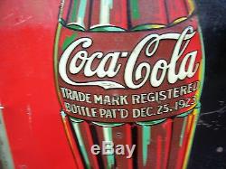 VINTAGE 1933 COCA COLA Tin Sign Ice Cold Drink Coca Cola withBottle ORIGINAL