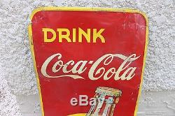 VINTAGE 1941 COCA COLA COKE SODA BOTTLE TIN BOTTLE SIGN Vertical