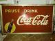 Vintage 1948 Pause Drink Coca Cola Metal Tin Sign Soda Estate Find 56x32