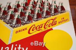 VINTAGE 1950's Coca-Cola Tin Case Sign NEAR MINT Fantastic Sign
