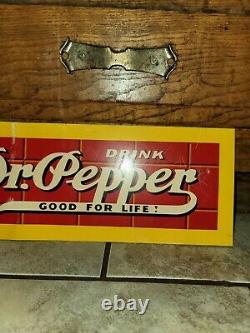 VINTAGE 1950's DRINK DR. PEPPER GOOD FOR LIFE SODA POP ADVERTISING METAL TIN SIGN