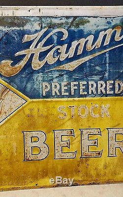 VINTAGE 1950s HAMMS BEER EMBOSSED TIN LITHO ADVERTISING SIGN 23 3/4